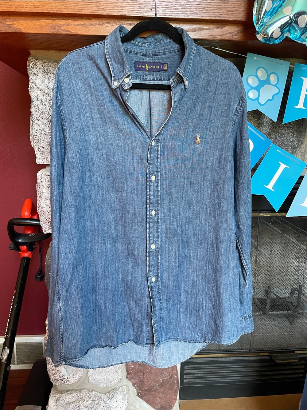 Ralph Lauren Men's Blue Denim Button-Down Shirt